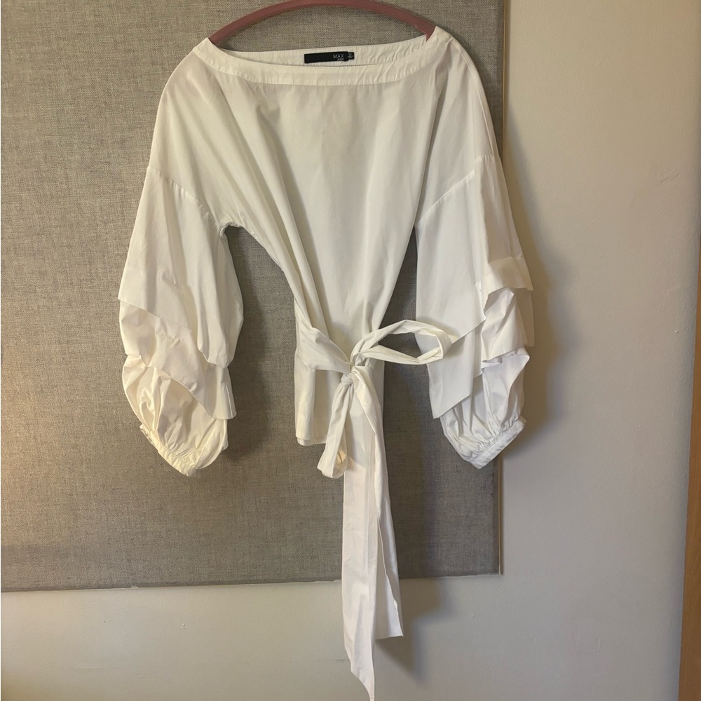 Max Jeans White Tie-Front Blouse